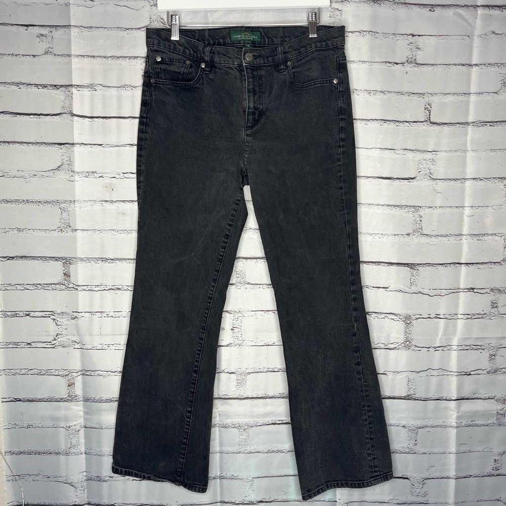 Lauren Ralph Lauren Black Classic Bootcut Jeans Sz 14 Stretch Denim Mid-Rise Y2K